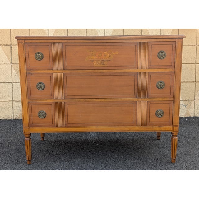 Wood Vintage Hepplewhite Mahogany Commode Chest of Drawers With Stenciling For Sale - Image 7 of 14