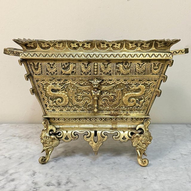 19th Century French Chinoiserie Bronze Jardiniere ~ Planter For Sale In Dallas - Image 6 of 12