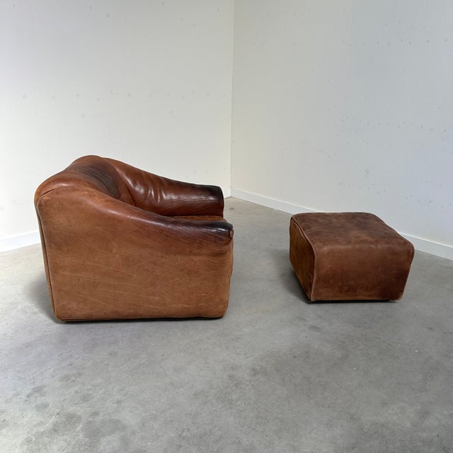 DS47 Armchair with Stool in Leather from de Sede, 1970s, Set of 2, in Good conditions. Designed 1970 to 1979 I have...