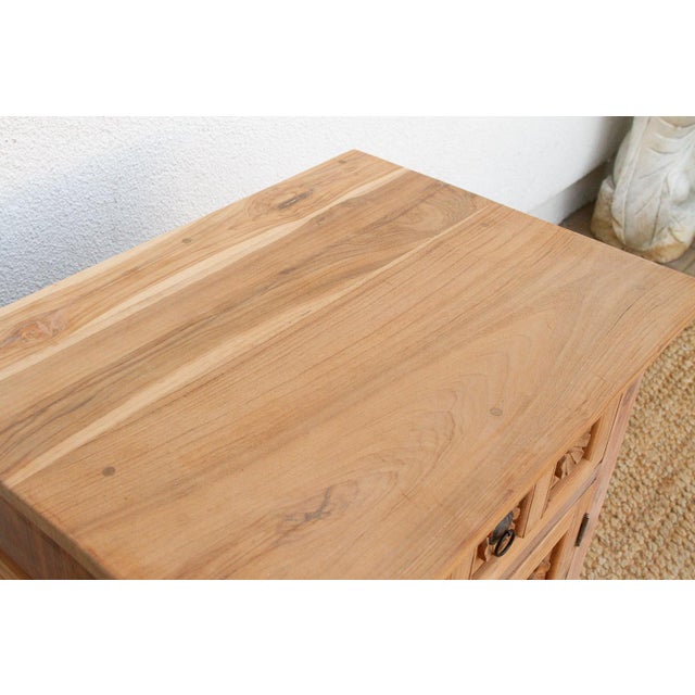 Reclaimed Wood Floral Bedside Cabinet For Sale - Image 4 of 8