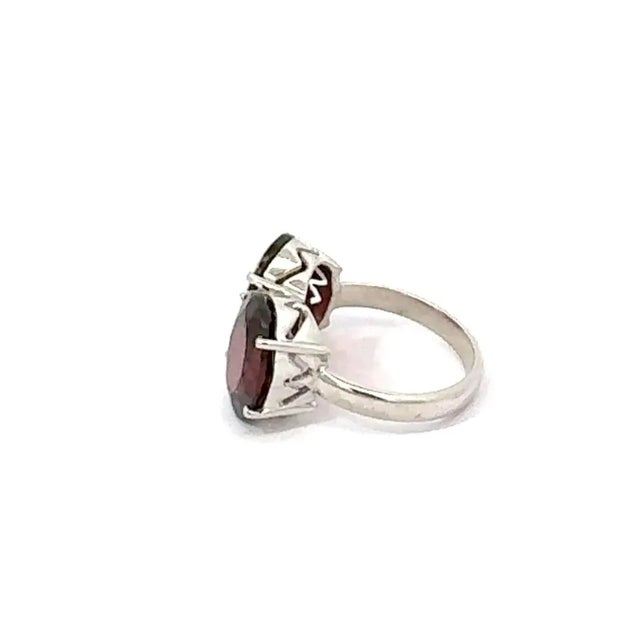 Red Toi Et Moi Red Garnet Two Stone Ring for Women Set in 925 Silver - Size 7 For Sale - Image 8 of 12
