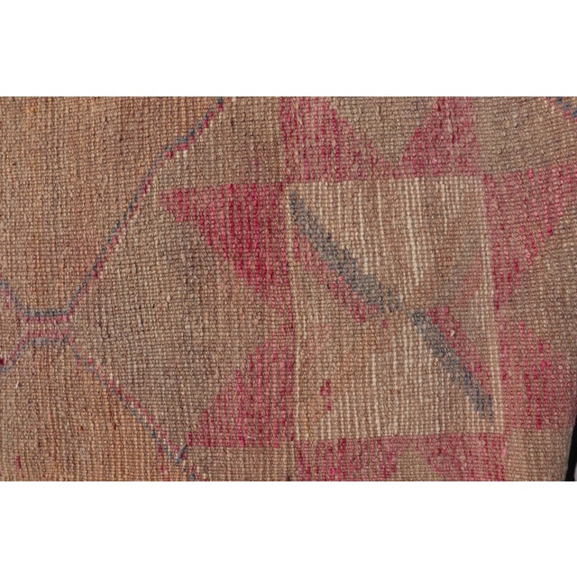 Tribal Medallion Vintage Turkish Oushak Runner in Orange, Blue and Cream For Sale - Image 11 of 11