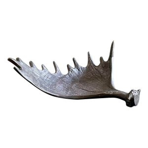 Vintage Moose Antler Centerpiece Tray, Bronze Metel