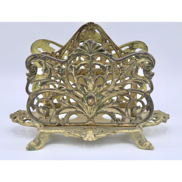 A superb Art Nouveau French brass letter rack, circa 1920. This is a lovely piece. It functions perfectly as a stationary,...