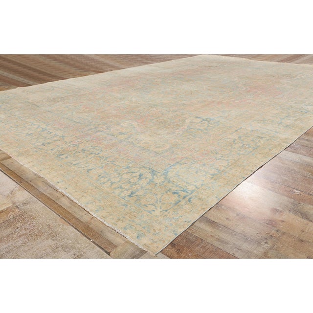 Sky Blue Antique Persian Yazd Rug - 10'06 X 15'11 For Sale - Image 8 of 10