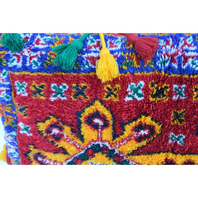 Mid 20th Century Moroccan Orange-Patterned Pillow W/ Berber Graphics For Sale - Image 11 of 13