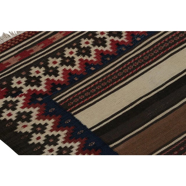 1950s Vintage Afghan Tribal Kilim Rug With Beige/Brown Stripes For Sale In New York - Image 6 of 7