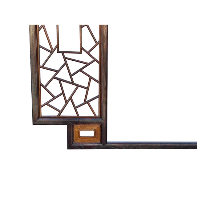 Chinese Two Brown Tone Lattice Pattern Center Open Wall Panel Frame For Sale - Image 12 of 12