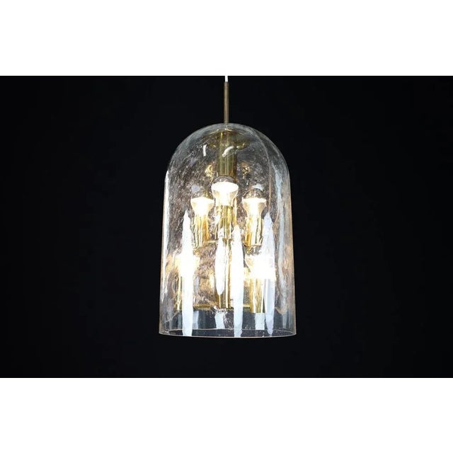 Smoked Glass and Brass Pendant Light from Doria Leuchten, Germany, 1970s For Sale - Image 6 of 11