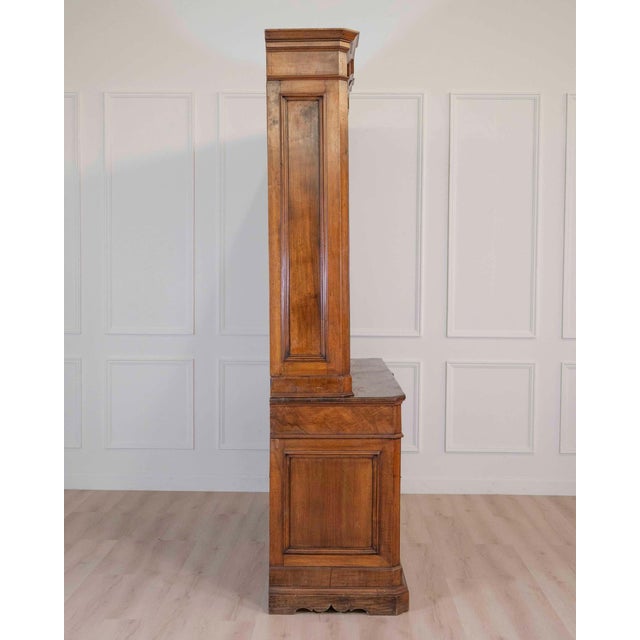 Italian 19th Century Walnut Bookcase with Architectural Design For Sale - Image 4 of 13