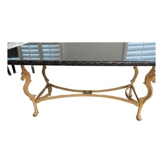 Maison Jansen Style Granite Dining Table With Cast Iron Seahorse Base For Sale