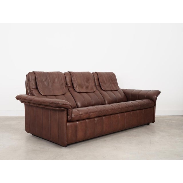 Brown Swiss Brown Leather Sofa from de Sede, 1970s For Sale - Image 8 of 18