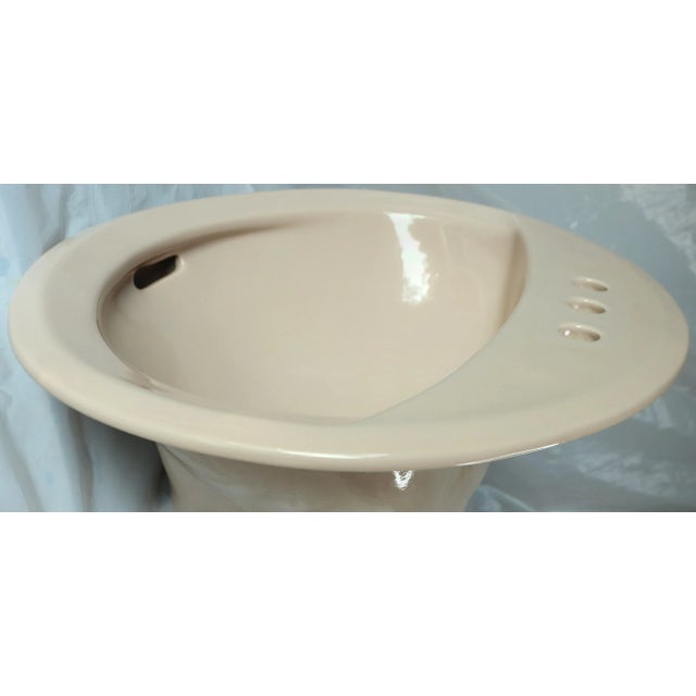 1970s 1972 Vintage American Standard Beige/Sand Colored Porcelain Drop-In Sink For Sale - Image 5 of 10