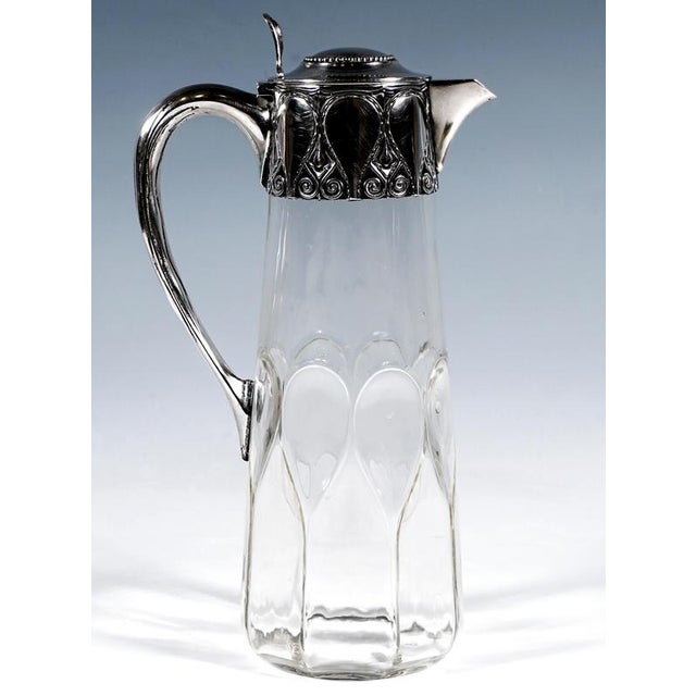 Art Nouveau Carafe Cut Glass Decanter with Silver Mount from Koch & Bergfeld, 1890s For Sale - Image 3 of 9