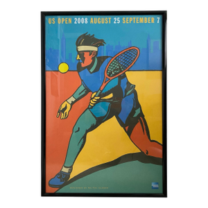 United States Open Tennis 2008 Milton Glaser Art Nouveau Official Poster - Framed