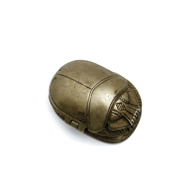 Vintage Brass Scarab Trinket Box For Sale - Image 4 of 12