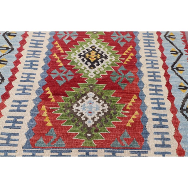 Textile 1960s Tribal Red Hand Knotted Kilim Rug For Sale - Image 7 of 9