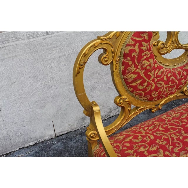 Early 19th Century Gold Leaf French Louis XV Loveseat Newly Upholstered & Restored For Sale - Image 10 of 11