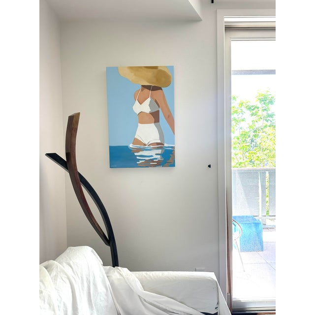 Figurative "Woman in the Big Straw Hat" Original Modern Oil Painting, by Jennifer Hohlfelder For Sale - Image 3 of 9