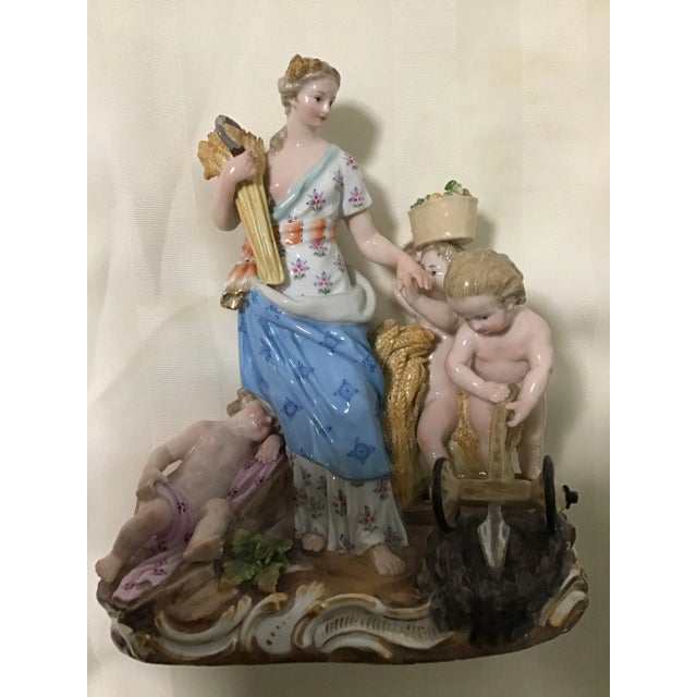 Late 19th Century Meissen Porcelain Figurine Roman Goddess Cherub Allegory of Agriculture For Sale - Image 9 of 13