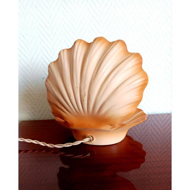 1980s Vintage Seashell Lamp in Ceramic and Glass, 1980s For Sale - Image 5 of 7