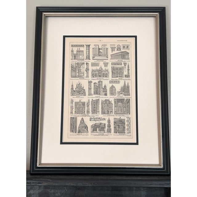 Antique Architectural Framed Prints -Set of 2 - Authentic 1923 Prints For Sale - Image 4 of 7
