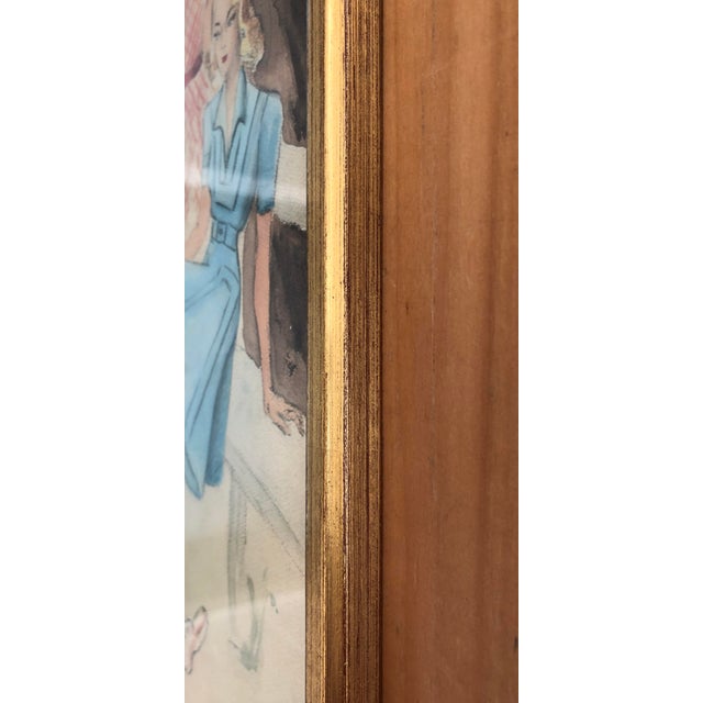 Paper John Reitz, Dames en conversation, Mixed Media on Paper, Framed For Sale - Image 7 of 9