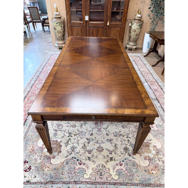 Late 20th Century Vintage Ethan Allen Goodwin Louis XVI Style Extendable Dining Table Set For Sale - Image 5 of 12