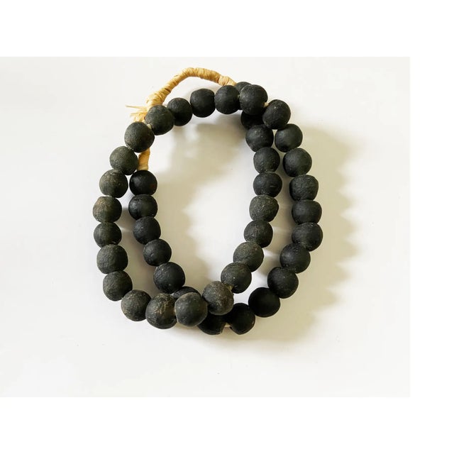 African Black Glass Trading Beads String For Sale - Image 4 of 6