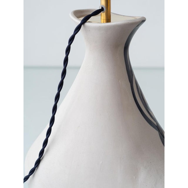 Metal Vintage Cubist Ceramic Table Lamp with Hand-Painted Face & New Lampshade, Spain For Sale - Image 7 of 11