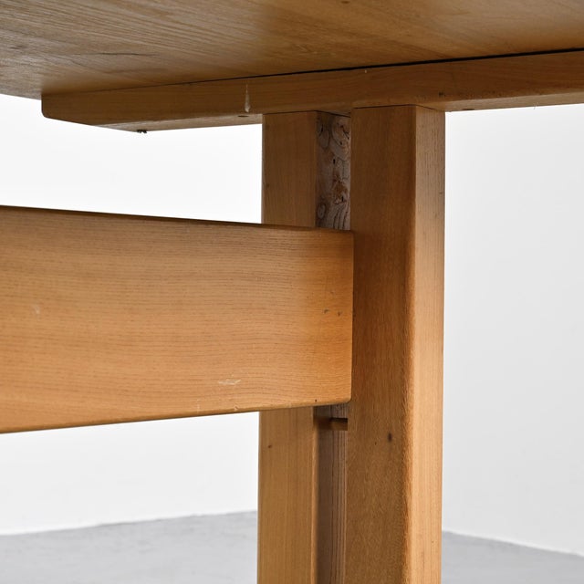 Elm Dining Table by Charlotte Perriand for Les Arcs, France, 1970s For Sale - Image 8 of 13