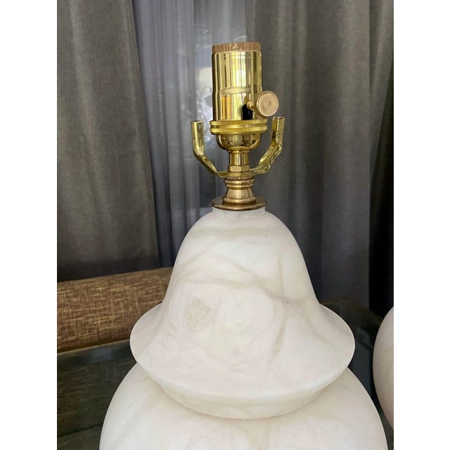 White 1960s Alabaster Lidded Vase Table Lamps - a Pair For Sale - Image 8 of 13