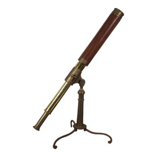 Vintage Brass Rosewood Queen Anne Style Nautical Maritime Telescope For Sale