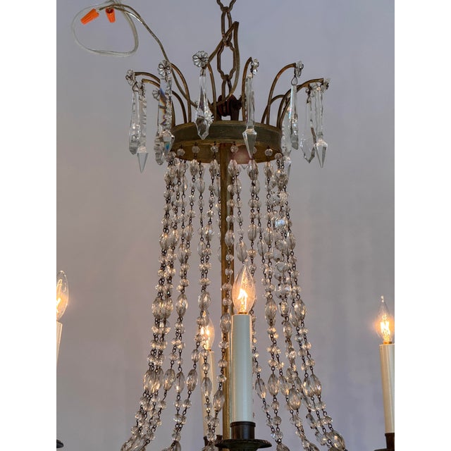 1920s French Empire Chandelier With Crystal Swag and Rosette Detail For Sale - Image 5 of 10