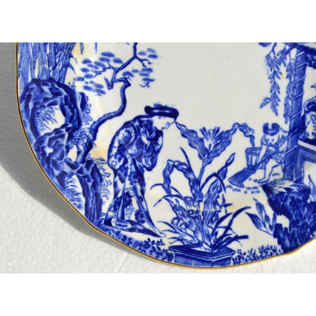 Late 19th Century Royal Crown Derby Blue Mikado Bone China 22k Gold Accent Bread & Butter Plate England For Sale In Miami - Image 6 of 13