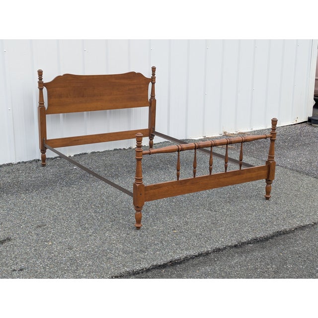 Mid 20th Century Vintage Traditional Solidwood Full Spindle Bed Frame For Sale - Image 5 of 10