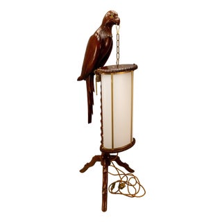 Italian Mid-Century Modern Parrot Floor Lamp Lantern attributed to Aldo Tura, 1950s For Sale