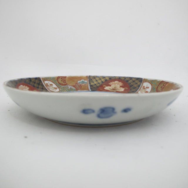 Red Japanese Imari Porcelain Peach Medallion Heron Flower Plate or Shallow Bowl Set For Sale - Image 8 of 11