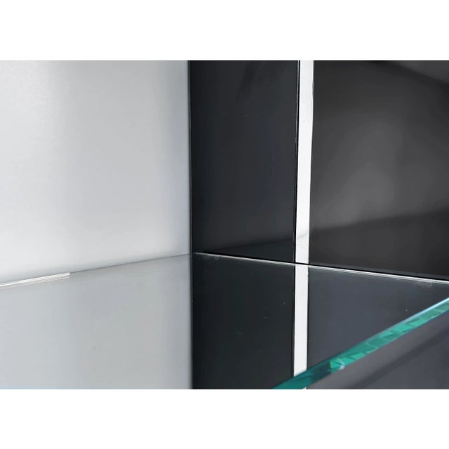 Late 20th Century Late 20th Century Gun Metal, Stainless, Glass Etagere Shelves or Room Divider For Sale - Image 5 of 7