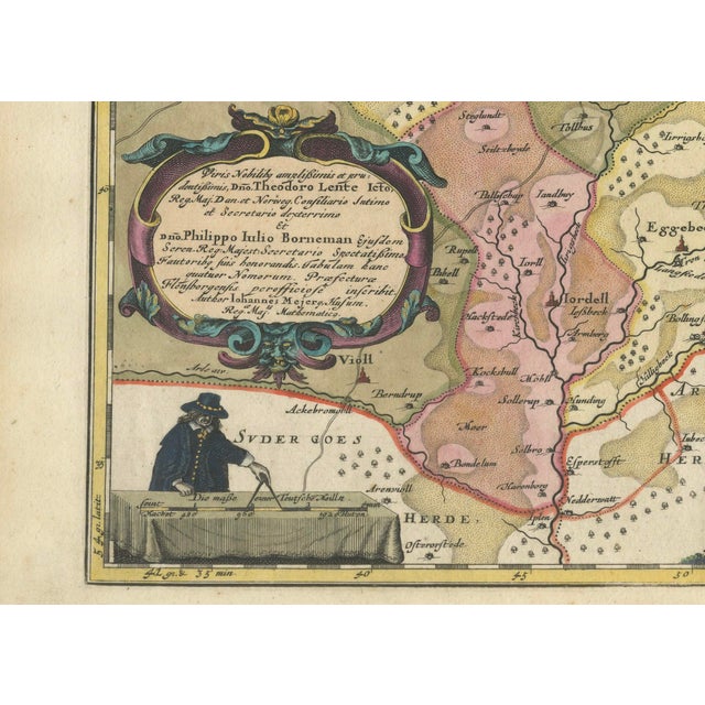 Cartographic Depiction of Flensburg and Surrounding Territories, 1648 For Sale - Image 4 of 8