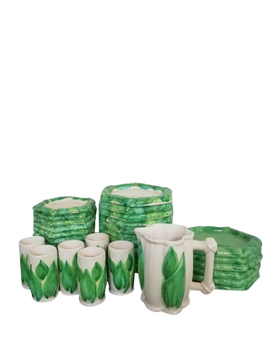 Italian Service of Tropical Design Dishes and Glasses by Colin Morrow for Arpex, 1970s, Set of 31