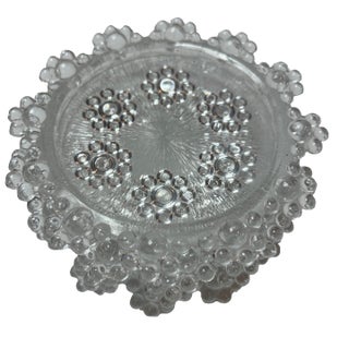 1970s Masserini Barocco "Bubble Lace" Clear Glass Coasters, Made in Italy, Set of 5 For Sale