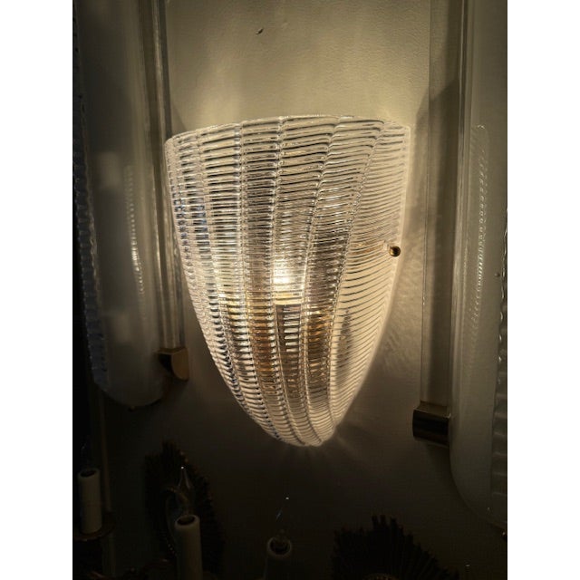 Vintage Murano Glass Opalescent Shell Form Sconces For Sale - Image 9 of 9