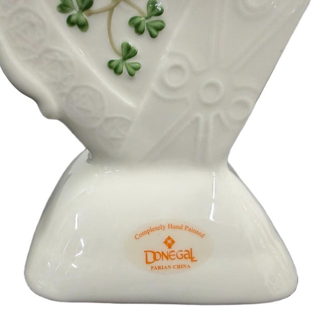 Vintage Irish Donegal Shamrock Parian China Mantel Clock Set - Harp & Grandfather - Pair For Sale - Image 6 of 6