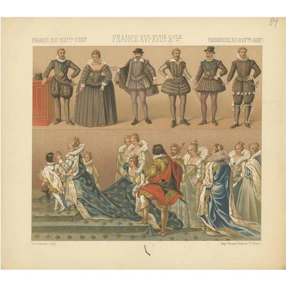 Racinet, French Xvi-Xviith Century Costumes, 1880, Paper For Sale
