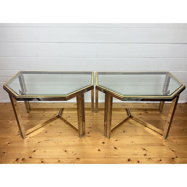 Mid-Century Modern Brass and Glass Side Tables from Vereinigte Werkstätten München, 1970s, Set of 2 For Sale - Image 11 of 11