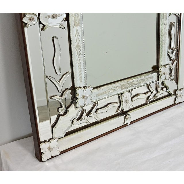 Vintage Italian Venetian Style Mirror in Wood Frame For Sale - Image 9 of 14