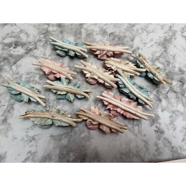 Capodimonte Vintage Italian 1950s Porcelain Flower Place Card Holders, Set of Twelve For Sale - Image 4 of 10