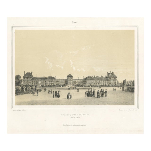 After J. Jacottet, Tuileries Palace, Paris, 1860, Lithograph For Sale