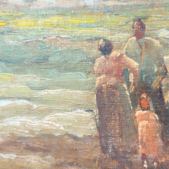 Antique Italian Coastal Village Fishermen Oil Painting – Salvaged Canvas Fragment For Sale - Image 4 of 12